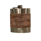 ****W.C. Fields Brown Leather Metal Flask