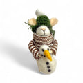 ***White mouse with Brown striped sweater & snowman - Very Merry Mice