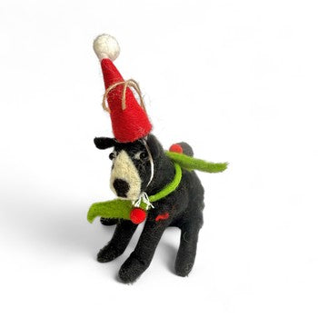 Black Bear with Mistletoe scarf & Santa Hat  Ornament - Sleuth of Bears
