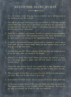 Rules For Being Human Art Print - Gallery Wrap