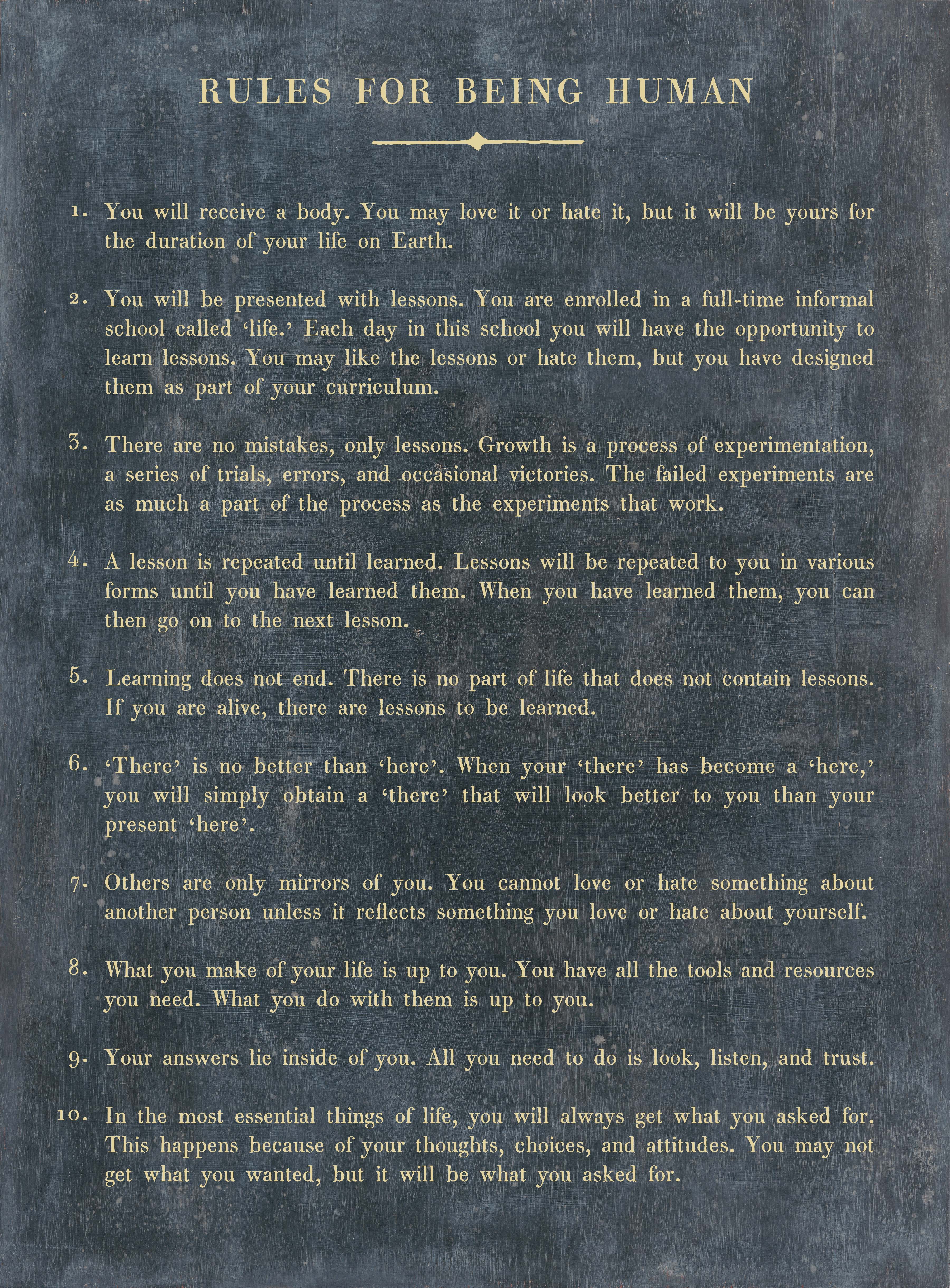 Rules For Being Human