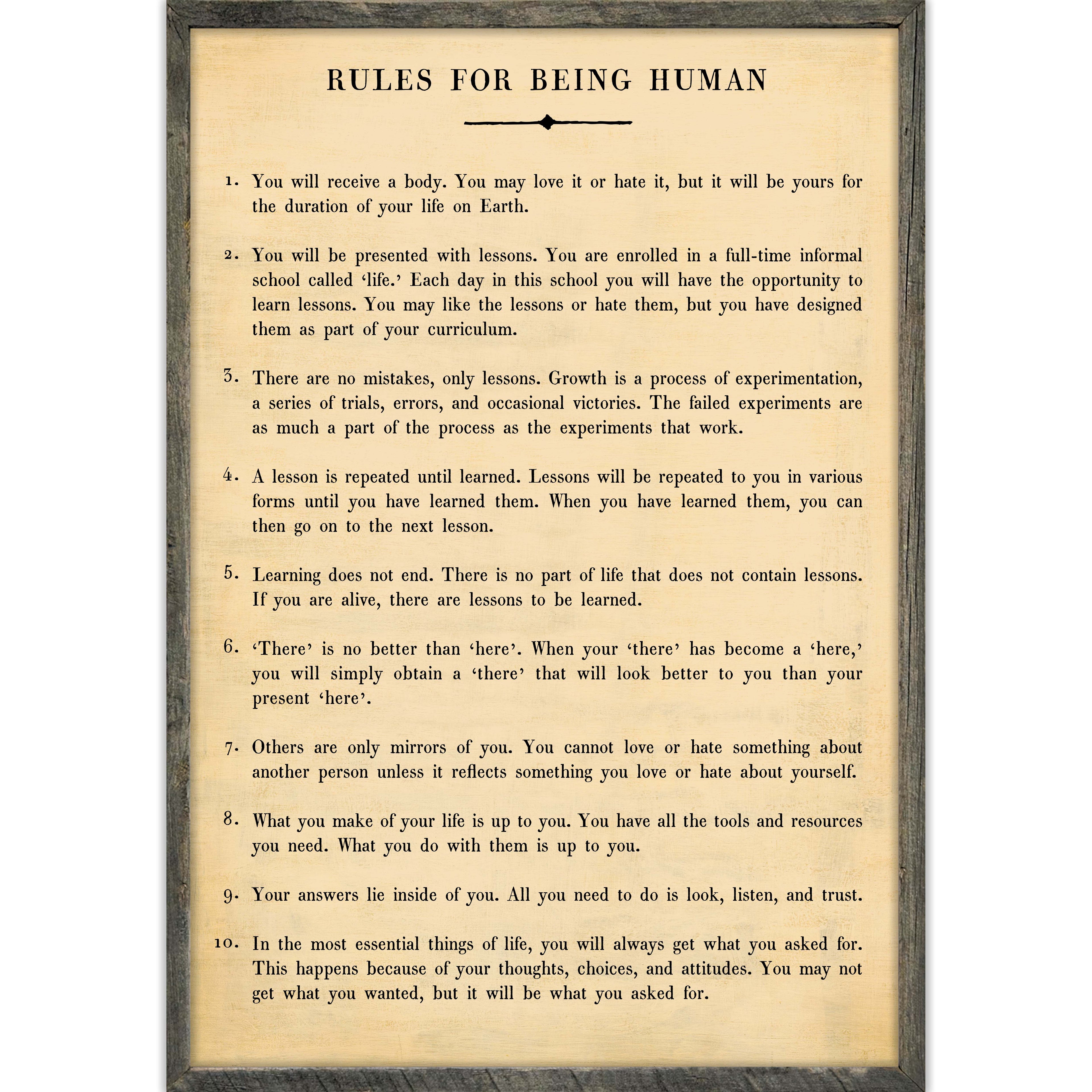 Rules For Being Human