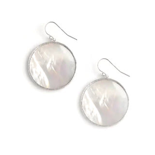 Round Mother of Pearl Silver Earrings