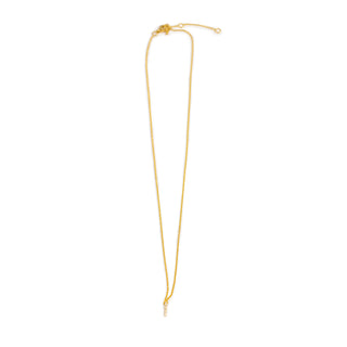 ***Pave Single Bar Necklace - Gold Plated Gold Plated 16" + 2" extender