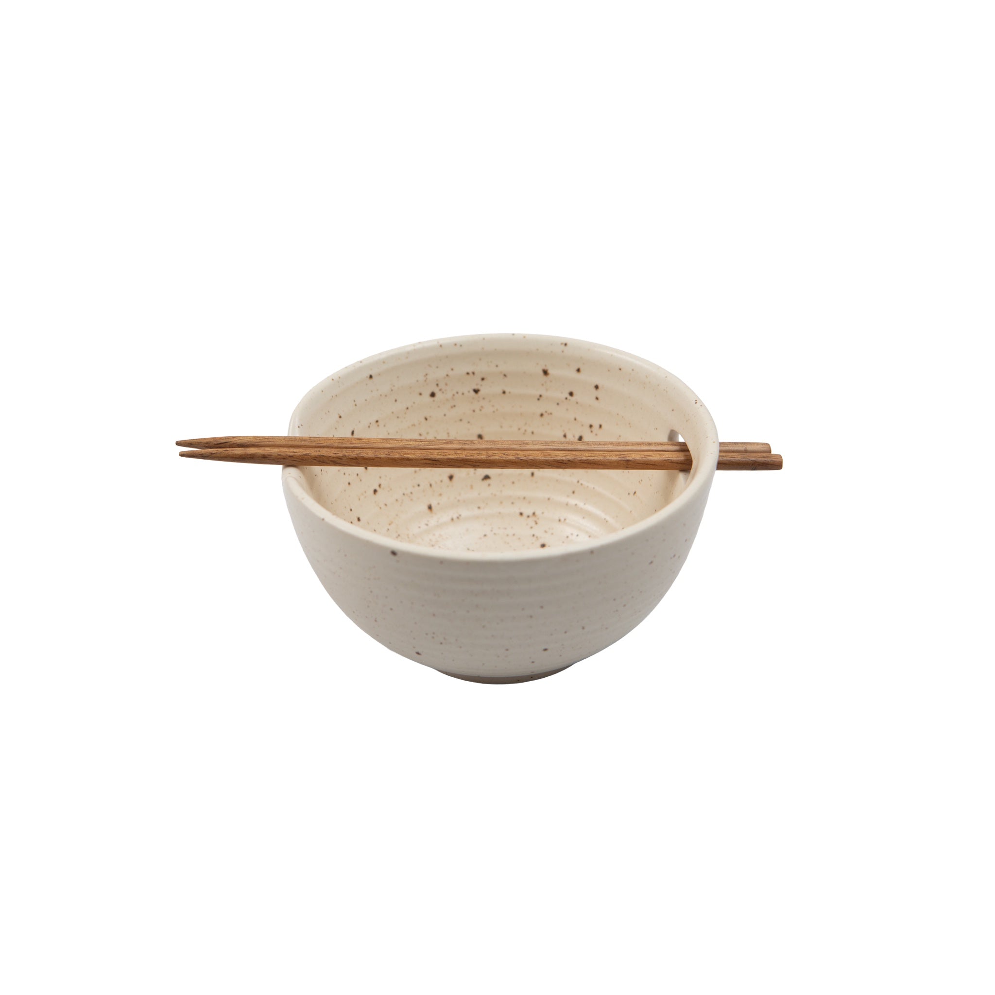 Ribbed Ceramic Speckled Ramen Bowl With Chop Sticks