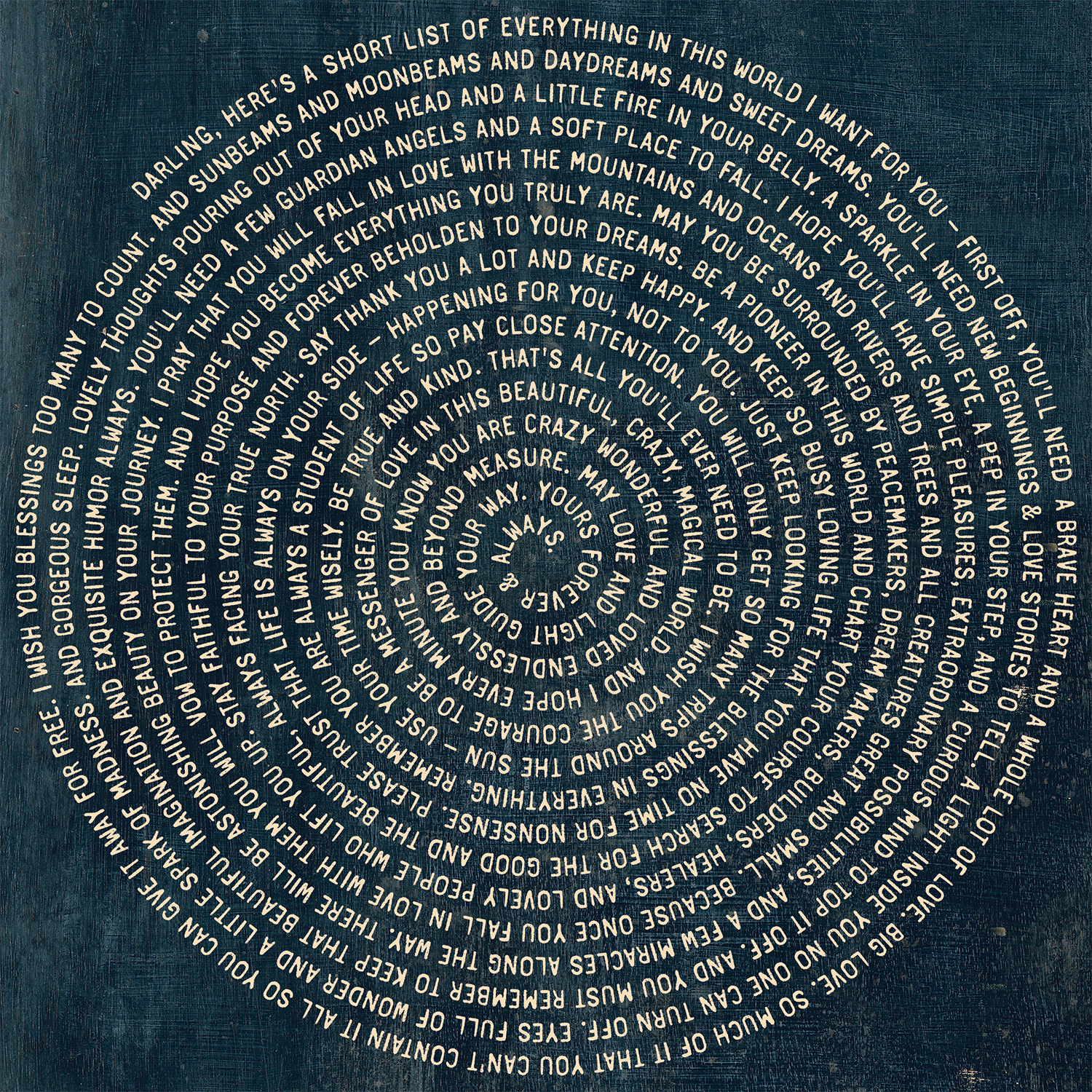 Cream Font - Darling, Here's A Short List Spiral Collection Art Print