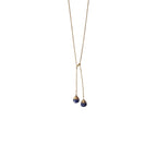 ***Double-Drop Y Necklace with Lapis - 22K Gold Plating