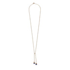 ***Double-Drop Y Necklace with Lapis - 22K Gold Plating