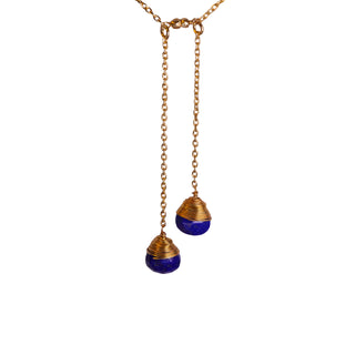 Double-Drop Y Necklace with Labradorite - 22K Gold Plating