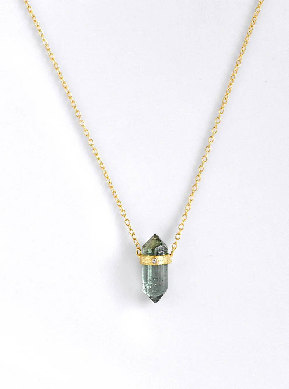 ***Conical Tourmaline with Diamond Necklace