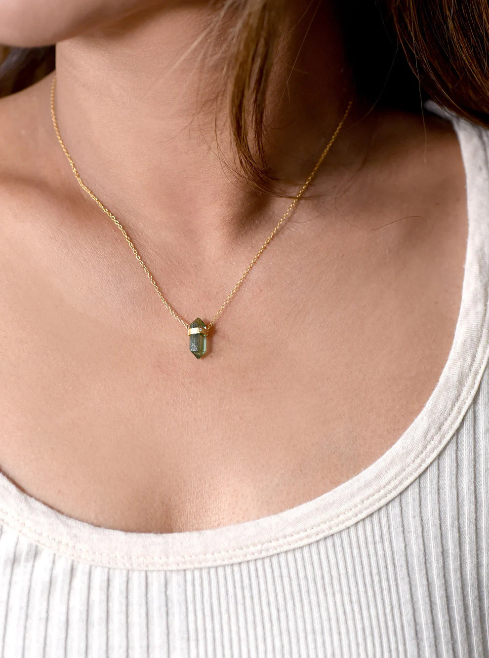 ***Conical Tourmaline with Diamond Necklace