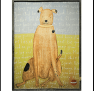 Brown Boy Dog (Grey Wood) - Art Print