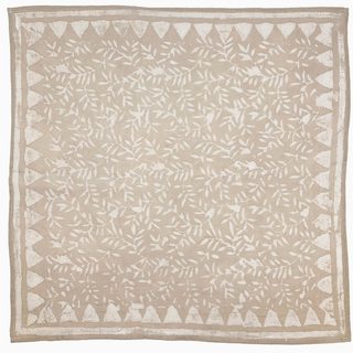 Block Printed Bandana - Tan Leafy Vines