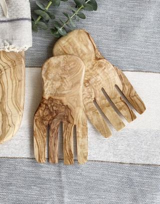 Olive Wood Hand Serving Set