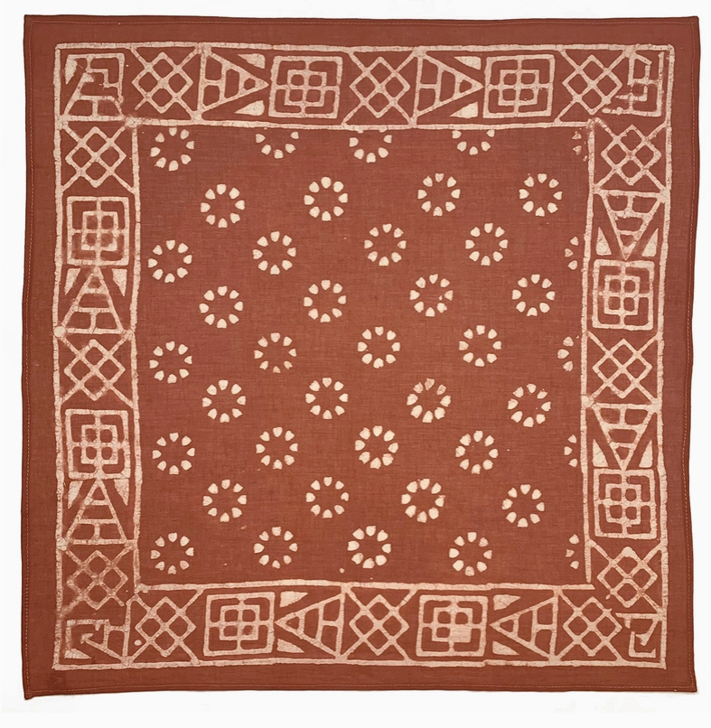 Block Printed Bandana - Brown Circles