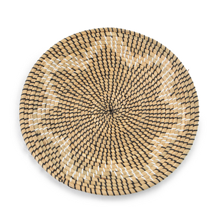 Round Seagrass Wall Hangings with White Zig Zag Outline