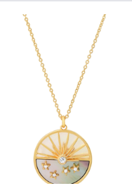 Gold Simple Chain Necklace with MOP Pendant - Sunset