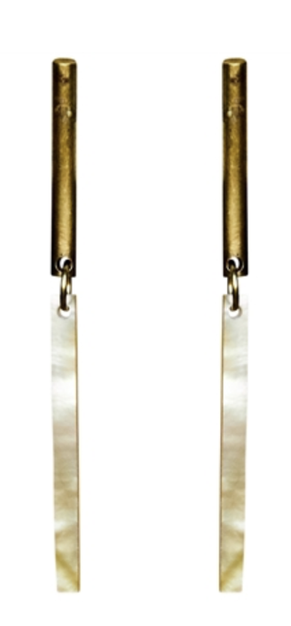 Vail Earring Brass, Mother of Pearl