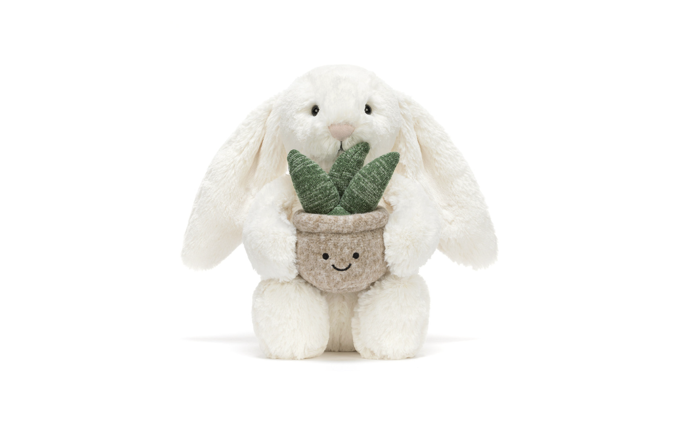 Cream Bunny with Plant