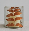 Glass Votive Holder w/ Leaves, Copper