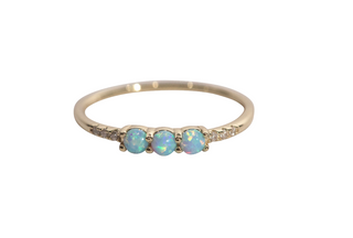 Triple Opal Ring with Stone Accents - Size