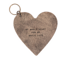 My whole heart for my whole life Leather Heart Keychain 3"x3"