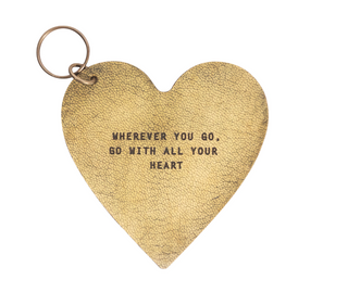 Wherever you go Leather Heart Keychain 3"x3"