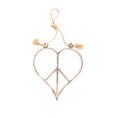 Small Hanging Metal & Jute Heart Peace Sign
