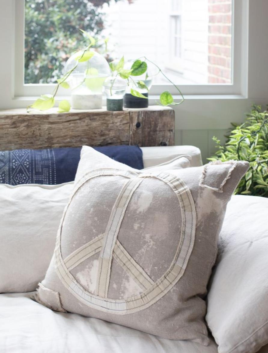 Splattered Peace Sign Pillow – Sugarboo Co - Main Image