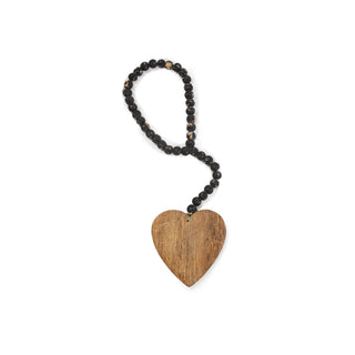 Small Heart Antiqued Wood Bead Strand