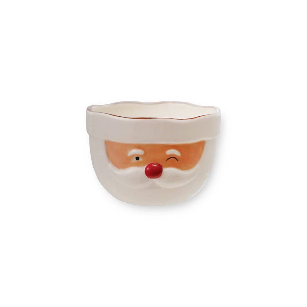 Stoneware Santa Head Mixing  Bowl with Red Rim