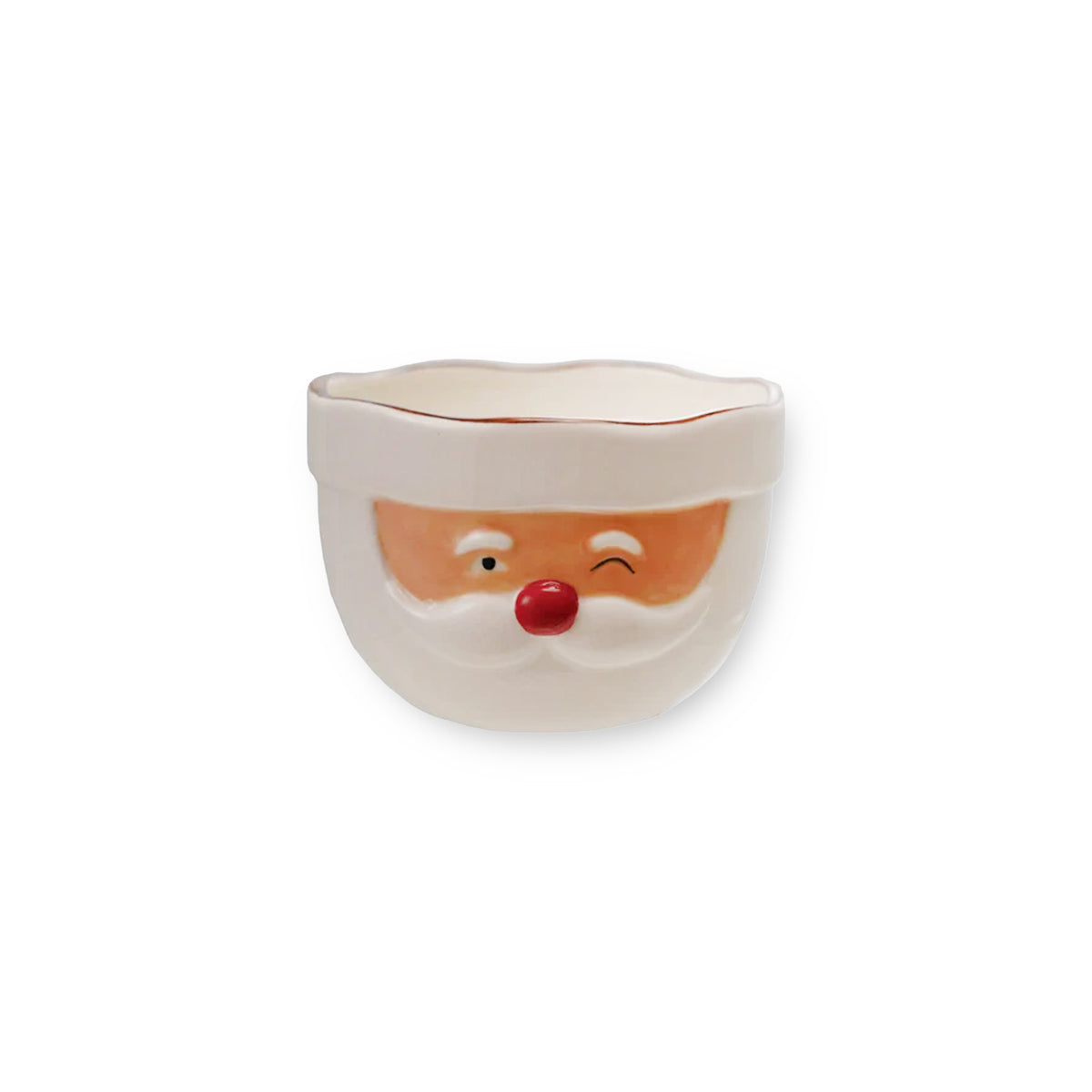Stoneware Santa Head Mixing  Bowl with Red Rim