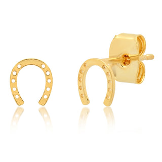 Simple Gold Brass Horseshoe Post Earrings