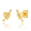 Heart with CZ Arrow Post Earrings