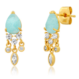 Dangle Post Pear Jade - Mint Earrings