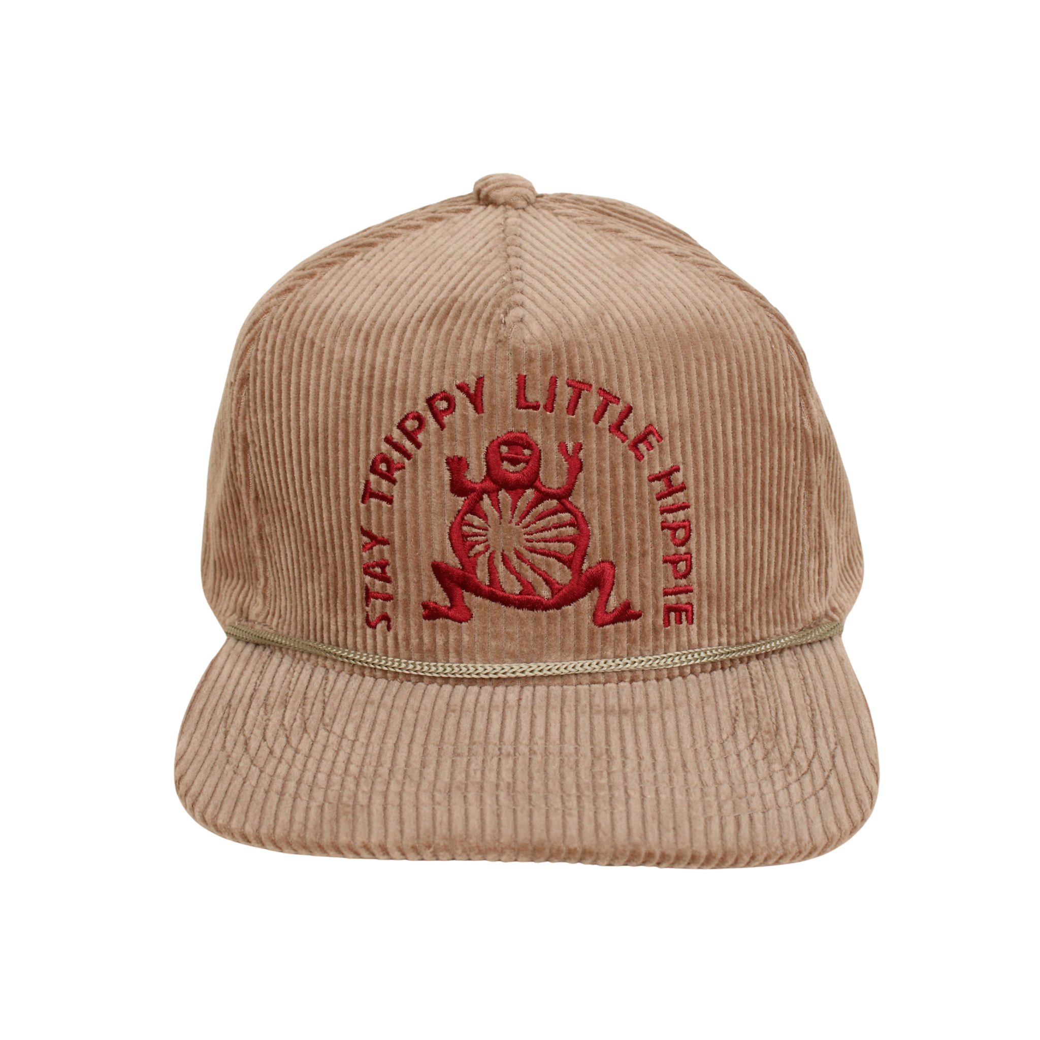 "Stay Trippy" Corduroy Trucker Hat- Flax
