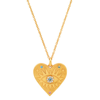 Gold Heart Evil Eye Necklace