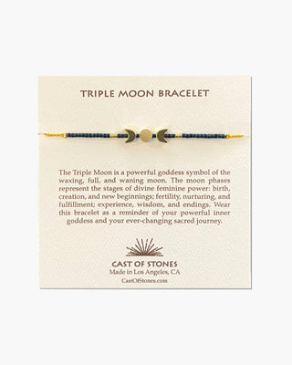 Midnight and Gold Triple Moon Bracelet