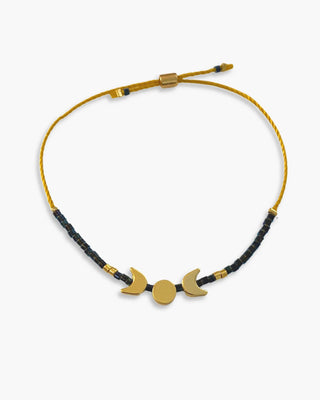 Midnight and Gold Triple Moon Bracelet