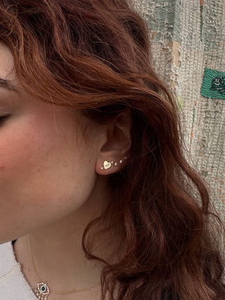 Heart with CZ Arrow Post Earrings