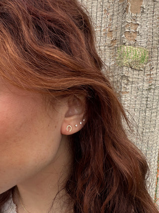 Simple Gold Brass Horseshoe Post Earrings