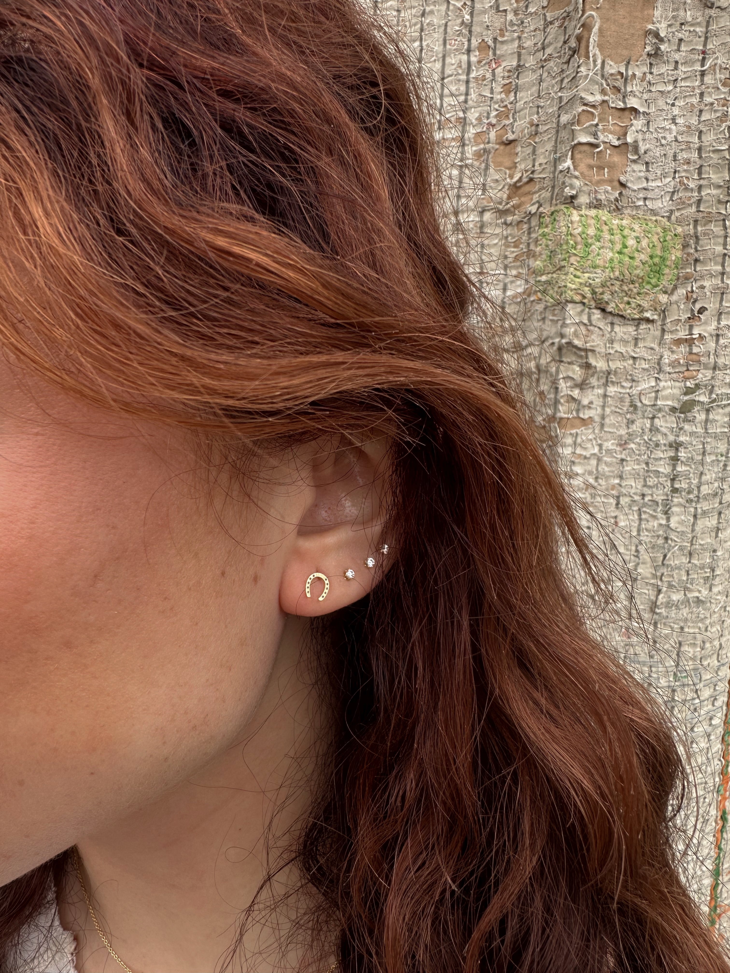 Simple Gold Brass Horseshoe Post Earrings
