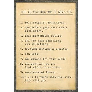 Top 10 Reasons I Love You (Grey Wood) - Custom Art Print