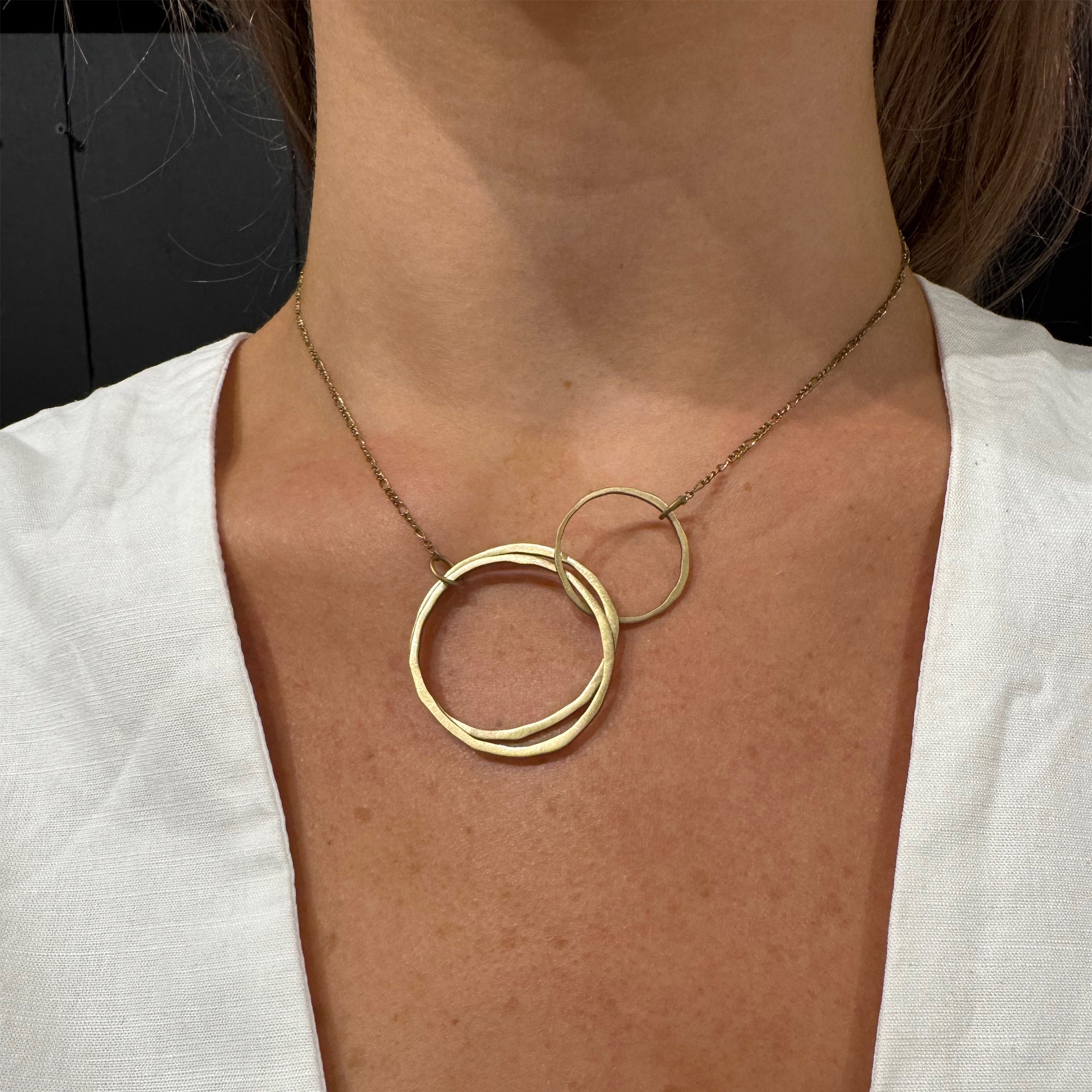 Brass Circle Link Necklace