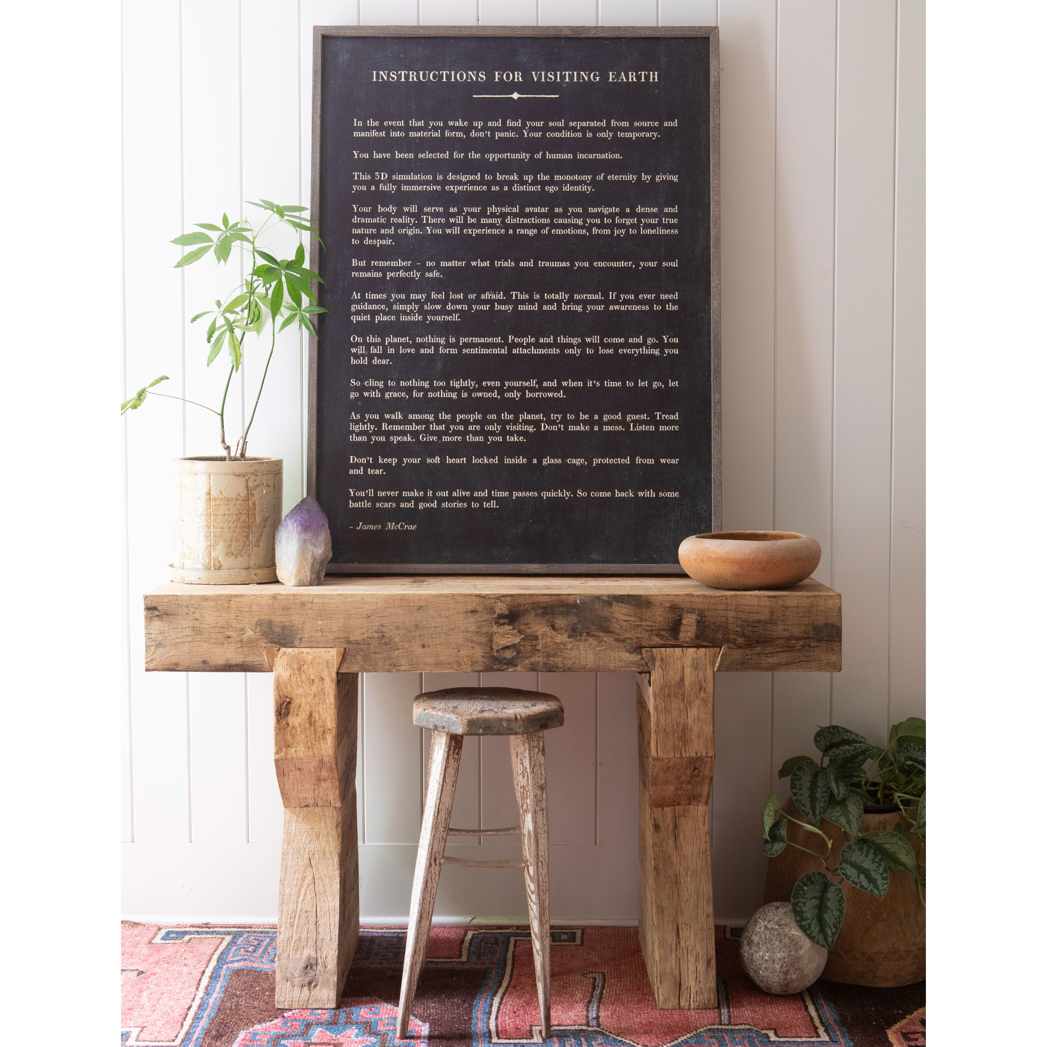 Instructions Before Visiting Earth Art Print (Grey Wood)
