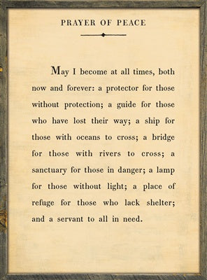 Prayer of Peace - Poetry Collection (Grey Wood) - Art Print
