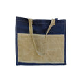 Distressed Canvas Two Tone Tote - Navy & Brown