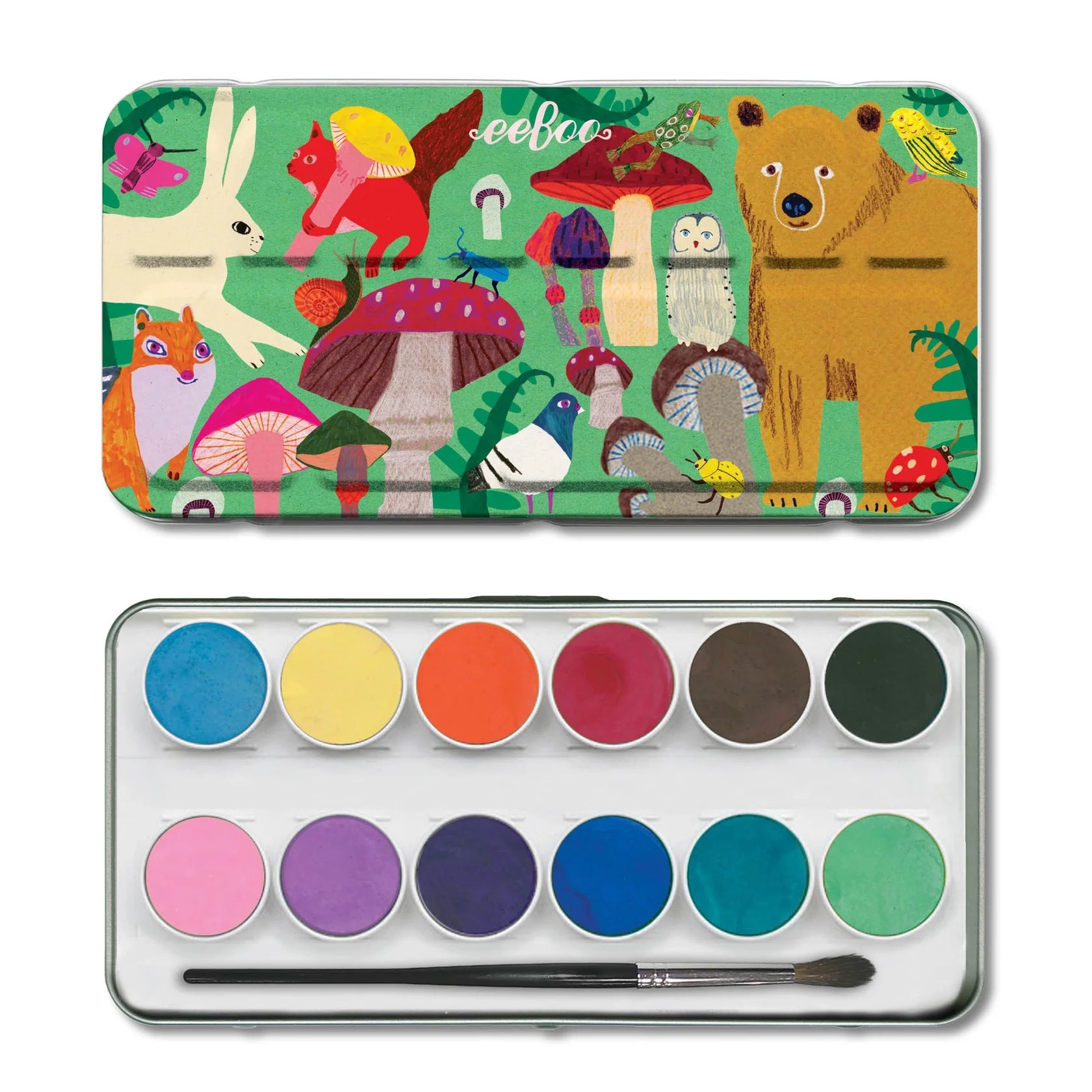 Mushroom 12 Watercolors Tin