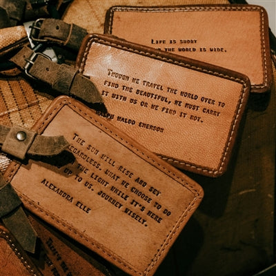 ***Susan Sontag Leather Luggage Tag - 5”x3