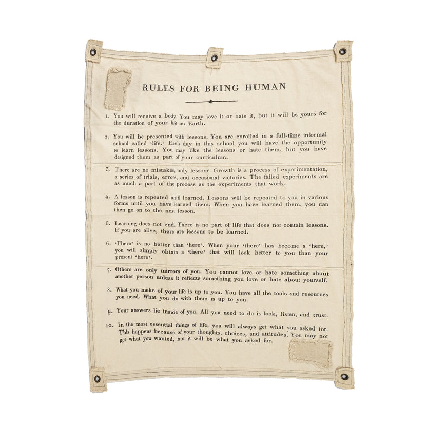 Canvas Wall Hanging - 10 Rules for being Human - 46